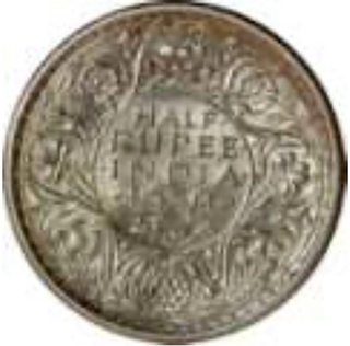 Silver Half Rupee Coin of King George VI of Calcutta Mint of 1939.