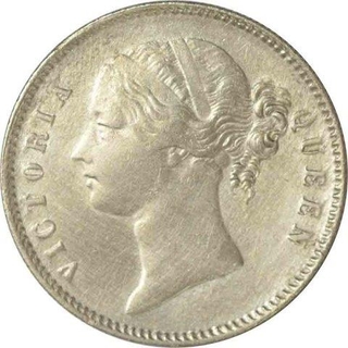 Silver One Rupee Coin of Victoria Queen of Calcutta Mint of 1840.