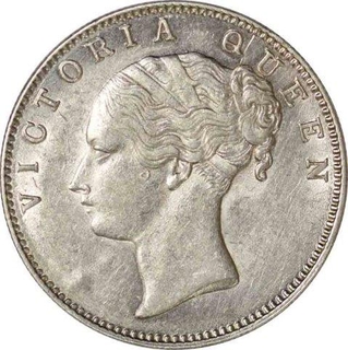 Silver One Rupee Coin of Victoria Queen of Calcutta  Mint of  1840.