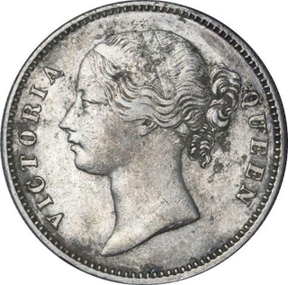 Silver One Rupee Coin of Victoria Queen of Calcutta Mint of 1840.