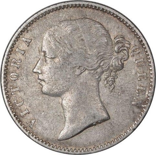 Silver One Rupee Coin of Victoria Queen of Calcutta Mint of 1840.