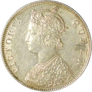 Silver One  Rupee Coin  of Victoria Queen of Calcutta Mint of 1862.