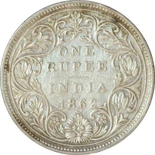 Silver One  Rupee Coin of Victoria Queen of Bombay Mint of 1862.