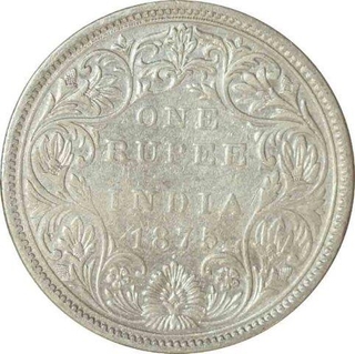 Silver One Rupee Coin  of Victoria Queen of Bombay Mint of 1875.