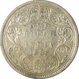 Silver One Rupee Coin  of Victoria Empress of Bombay Mint of 1883.