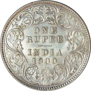 Silver One Rupee Coin of Victoria Empress of Calcutta Mint of 1900.