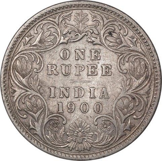 Silver One Rupee Coin of Victoria Empress of Bombay Mint of 1900.