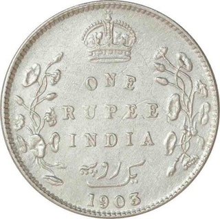 Silver One  Rupee Coin  of King Edward VI of Bombay Mint of 1903.