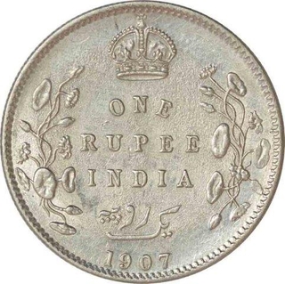 Silver Rupee of King Edward VII of Calcutta Mint of 1907.