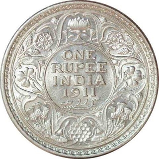 Silver One  Rupee Coin of King George V of Bombay Mint of 1911.