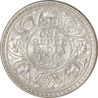 Silver One Rupee Coin of King George V of Bombay Mint of 1919.