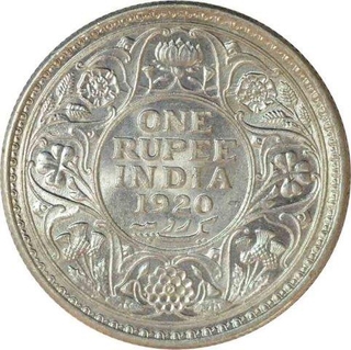 Silver One Rupee Coin of King George V of Calcutta Mint of 1920.