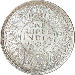 Silver One Rupee Coin of King George VI of Bombay Mint of 1938.