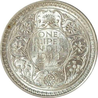 Silver One Rupee Coin of King George VI of Bombay Mint of 1944.