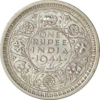 Silver One Rupee Coin of King George VI of Lahore Mint of 1944.