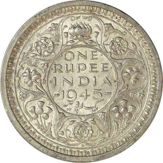 Silver One  Rupee Coin of King George VI of Bombay Mint of 1945.