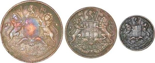 Lot of Three Copper Different Denomination Coins of East India Company of Different Mint of 1835.