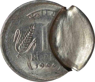 Error Steel One Rupee Coin of Republic India of 1999.