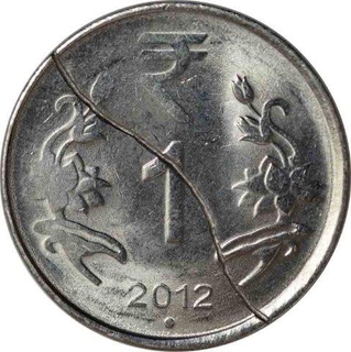 Error Steel One Rupee Coin of Noida mint of Republic India.