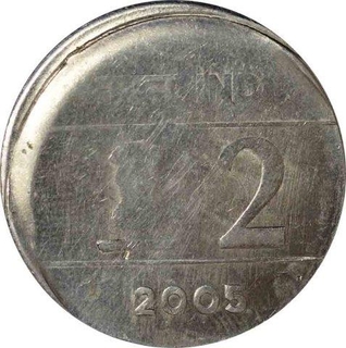 Error Steel Two Rupee  Coin of Calcutta Mint of Republic India of 2005.