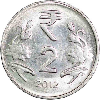 Error Steel Two Rupee Coin of Bombay Mint of Republic India of 2012.