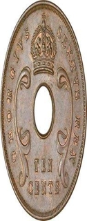 Bronze Ten Cents of George VI of East Africa Protectorate of 1949.