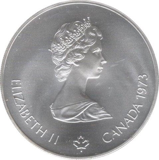 Silver Five Dollar Coin of Elizabeth II of Canada.