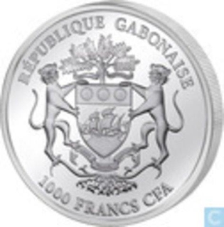 Silver One Thousand Francs Coin  of Gabon.