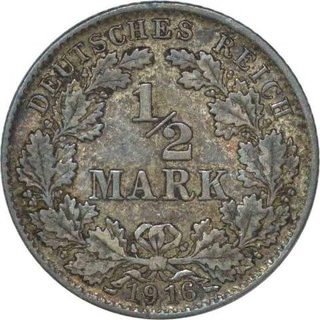 Silver Half Mark Coin of Germany.