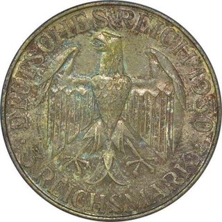 Silver Three Reichsmark Coin of Germany of 1930.