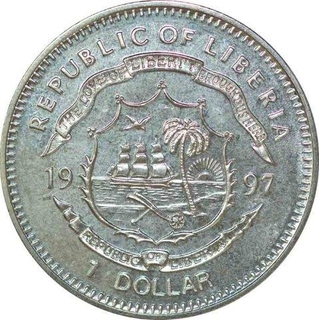 Cupro Nickel Dollar Coin  of Liberia of 1997.