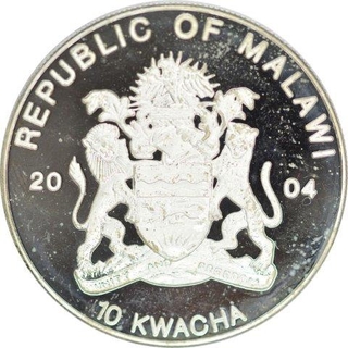 Silver Plated Cupro Nickle Ten Kwacha Coin  of Republic of Malawi.