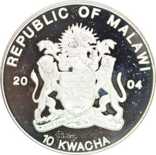 Silver Ten Kwacha Coin of Republic of Malawi.