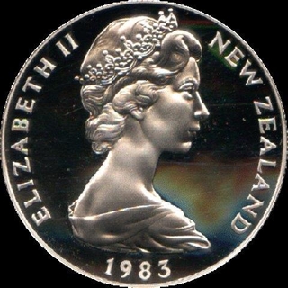 Silver Proof One Dollar Coin of Elizabeth II of New Zealand.