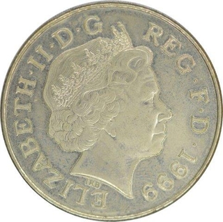 Cupro Nickel of Five Pound Coin of United Kingdom of 1999.