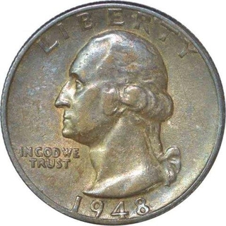 Silver Quarter Dollar Coin of United State of America of 1948.