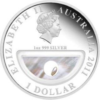 Silver One Dollar Proof Coin of Elizabeth II of Australia of 2011.