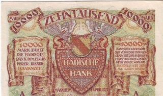 Ten Thousand Mark Bank Note of German of 1923.