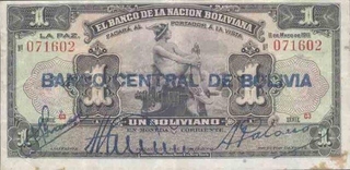 One  Bolivian Bank Note of Bolivia of 1911.