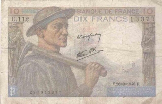 Ten Dix Francs Bank Note of France of 1946.