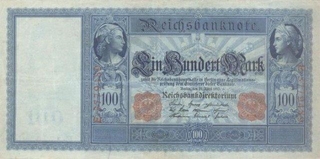 Hundred Mark Bank Note of Germany of 1910.