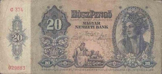 Twenty Pengo Bank Note of Hungary of 1941.