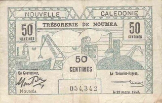 Fifty Centimes Bank Note of Spain of 1943.