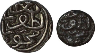 Silver One Tanka and Quarter Tanka Coins of Nasir ud din Mahmud Shah III of Gujarat Sultanate.