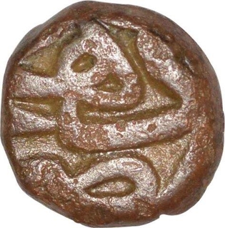 Copper Damri Coin of Akbar of delhi Mint of Ardibihisht Month.