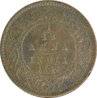 Bronze One Twelfth Anna Coin of King Edward VII of Calcutta Mint of 1907.