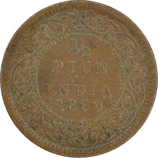 Copper Half Pice Coin of Victoria Empress of Calcutta Mint of 1899.