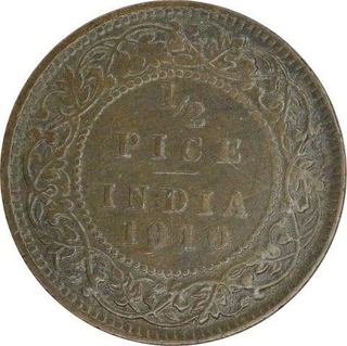 Bronze Half Pice Coin of King Edward VII of Calcutta Mint of 1910.