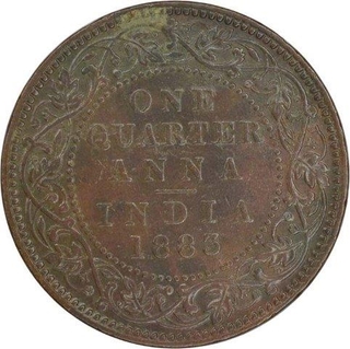 Copper Quarter Anna Coin of Victoria Empress of Bombay Mint of 1883.