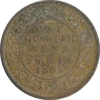 Copper Quarter Anna Coin of Victoria Empress of Calcutta Mint of 1895.